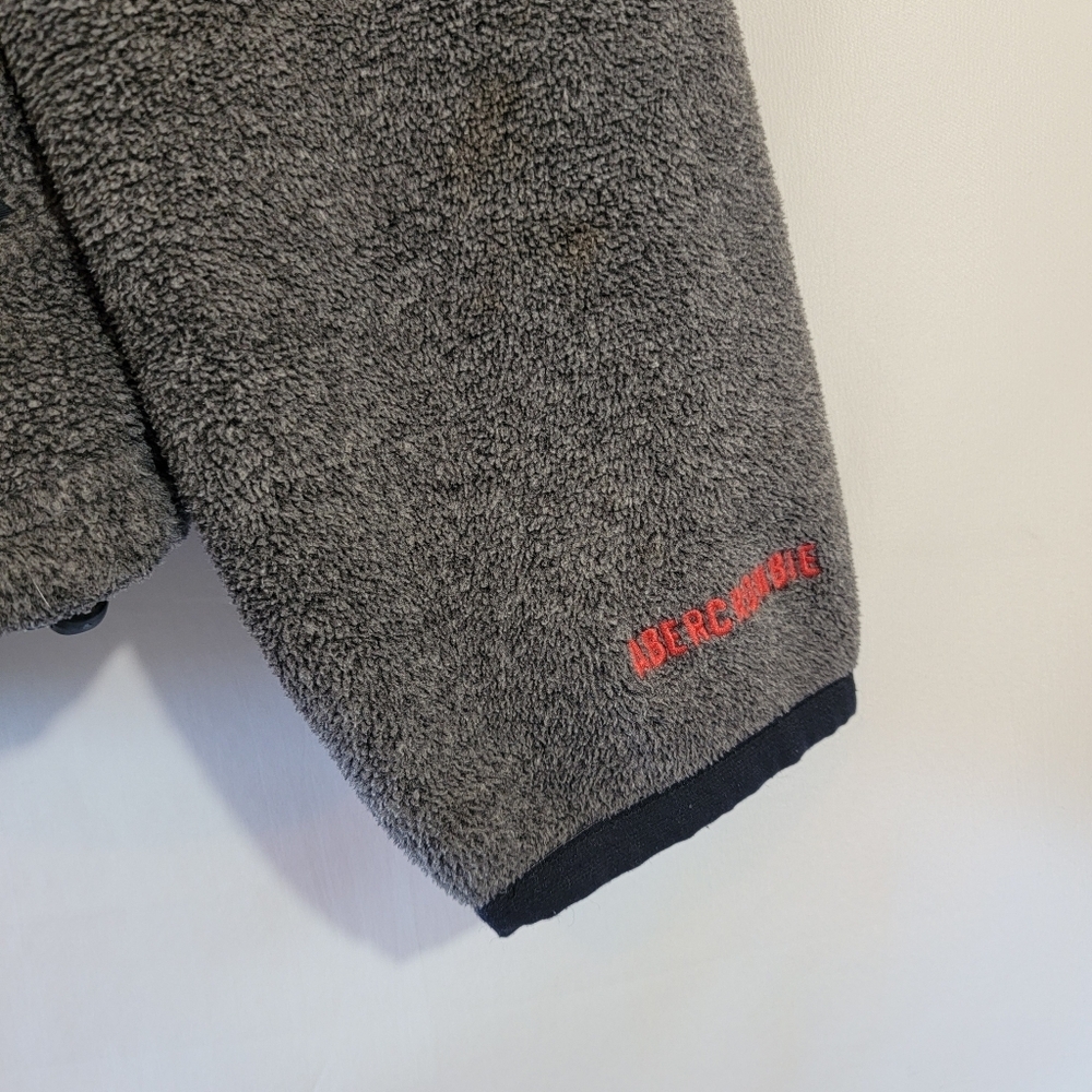 ABERCROMBIE & FITCH Men's Y2K Gray Fleece Zip-Fly Jacket Sz M Pocket Streetwear - Picture 5 of 12